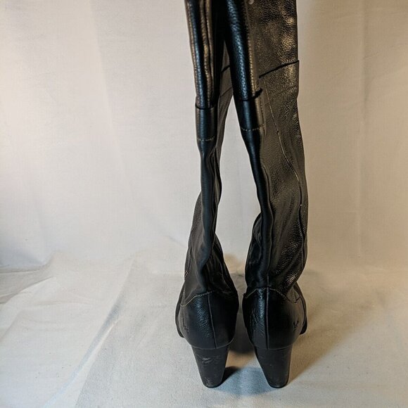 b.o.c. Black Leather Heeled Boots 3.5" Block Heel Knee High Womens 8.5 BOC Born - Picture 15 of 16